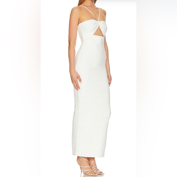 Herve Leger Icon Gathered Strappy Gown  alabaster NWT - Picture 3 of 5